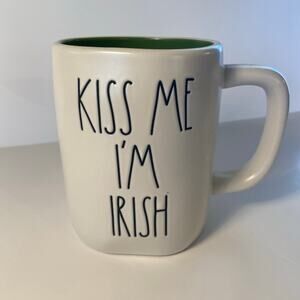 Rae Dunn Mug "Kiss Me" Pottery Collectible Green Cappuccino Coffee Tea Cup EUC